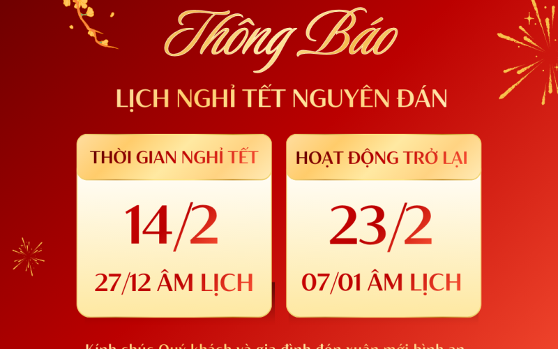  THÔNG BÁO NGHỈ TẾT NGUYÊN ĐÁN 2026 